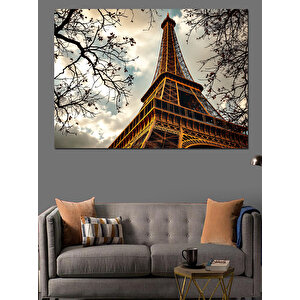 Eyfel Kulesi Gökyüzünde Dekoratif Kanvas - Mdf Ahşap Tablo