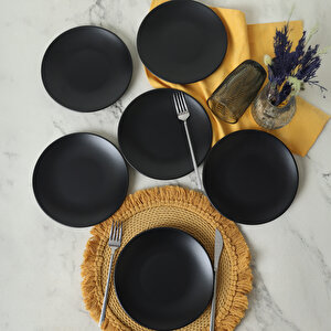 Mat Siyah Ege Pasta Tabağı 20 Cm 6 Adet 956
