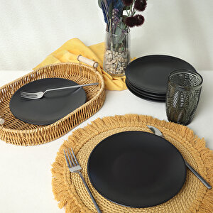 Mat Siyah Ege Pasta Tabağı 20 Cm 6 Adet 956