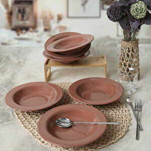 Kahverengi Bella Yemek Tabağı 21 Cm 6 Adet 605