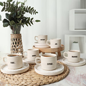 Deep Collection Mottolu Stackable Çay Takımı 12 Parça 6 Kişilik 22650-55