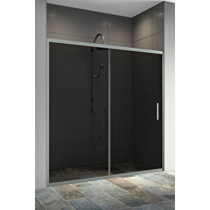 Entre Temperli 6 Mm Ön Cephe Cam Duşakabin Siyah Profil Füme Cam 137 cm