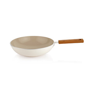 Ceramoni Seramik Wok Tava 28 Cm-krem