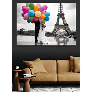 Eyfel Kulesi Balonlu Çocuk Dekoratif Kanvas - Mdf Ahşap Tablo 70x100 cm