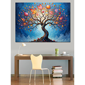 Renkli Balonlu Masalsı Ağaç Dekoratif Kanvas - Mdf Ahşap Tablo