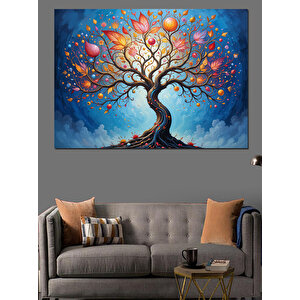 Renkli Balonlu Masalsı Ağaç Dekoratif Kanvas - Mdf Ahşap Tablo