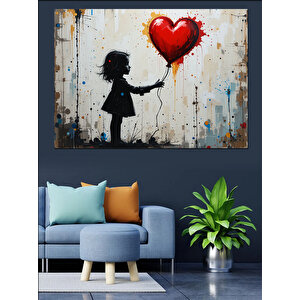 Balon Tutan Kız Dekoratif Kanvas - Mdf Ahşap Tablo 25x35 cm