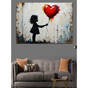 Balon Tutan Kız Dekoratif Kanvas - Mdf Ahşap Tablo 25x35 cm