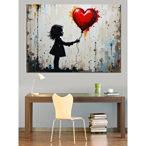 Balon Tutan Kız Dekoratif Kanvas - Mdf Ahşap Tablo 25x35 cm