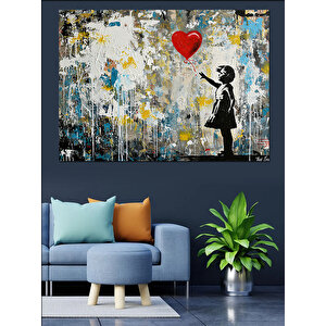 Balonlu Kız Duvar Resmi Dekoratif Kanvas - Mdf Ahşap Tablo 25x35 cm