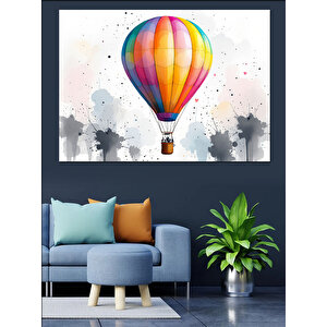 Sulu Boya Sıcak Balon Deseni Dekoratif Kanvas - Mdf Ahşap Tablo