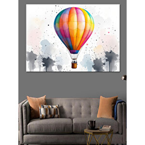 Sulu Boya Sıcak Balon Deseni Dekoratif Kanvas - Mdf Ahşap Tablo