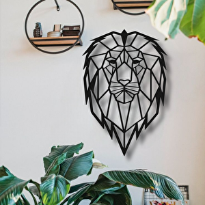 Geometrik Aslan Kafası Metal Duvar Dekoru