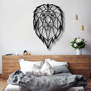 Geometrik Aslan Kafası Metal Duvar Dekoru