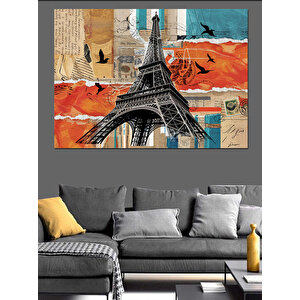 Eyfel Kulesi Kartpostal Tasarımı Dekoratif Kanvas - Mdf Ahşap Tablo 35x50 cm