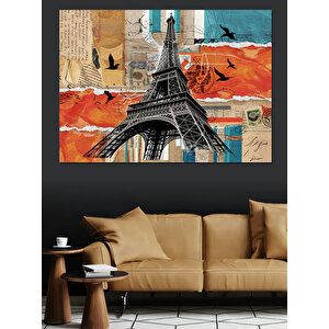 Eyfel Kulesi Kartpostal Tasarımı Dekoratif Kanvas - Mdf Ahşap Tablo 35x50 cm