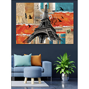 Eyfel Kulesi Kartpostal Tasarımı Dekoratif Kanvas - Mdf Ahşap Tablo 35x50 cm