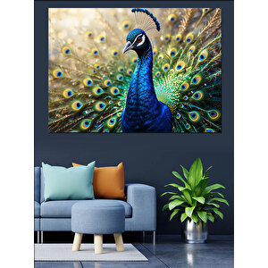 Muhteşem Mavi Tavus Kuşu Dekoratif Kanvas - Mdf Ahşap Tablo