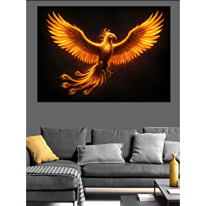 Altın Tüyleriyle Anka Kuşu Dekoratif Kanvas - Mdf Ahşap Tablo