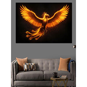 Altın Tüyleriyle Anka Kuşu Dekoratif Kanvas - Mdf Ahşap Tablo 100x140 cm