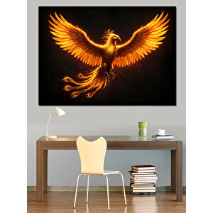 Altın Tüyleriyle Anka Kuşu Dekoratif Kanvas - Mdf Ahşap Tablo 100x140 cm