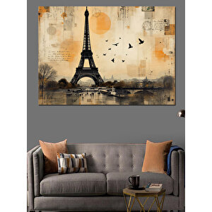 Eyfel Kulesi Kuşlarla Manzara Dekoratif Kanvas - Mdf Ahşap Tablo