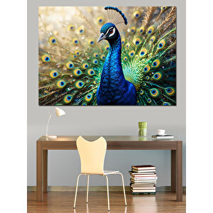 Muhteşem Mavi Tavus Kuşu Dekoratif Kanvas - Mdf Ahşap Tablo 70x100 cm