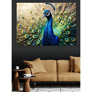 Muhteşem Mavi Tavus Kuşu Dekoratif Kanvas - Mdf Ahşap Tablo 70x100 cm