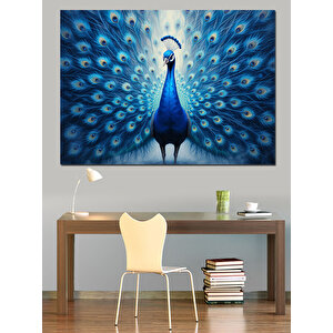 Gururlu Mavi Tavus Kuşu Dekoratif Kanvas - Mdf Ahşap Tablo