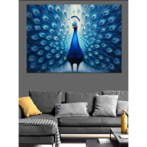 Gururlu Mavi Tavus Kuşu Dekoratif Kanvas - Mdf Ahşap Tablo