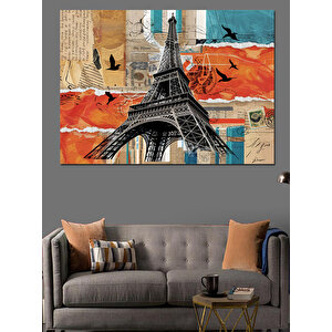Eyfel Kulesi Kartpostal Tasarımı Dekoratif Kanvas - Mdf Ahşap Tablo