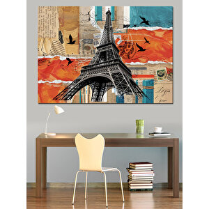 Eyfel Kulesi Kartpostal Tasarımı Dekoratif Kanvas - Mdf Ahşap Tablo