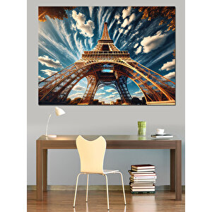 Eyfel Kulesi Görünümü Dekoratif Kanvas - Mdf Ahşap Tablo 70x100 cm