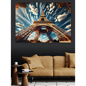 Eyfel Kulesi Görünümü Dekoratif Kanvas - Mdf Ahşap Tablo 70x100 cm