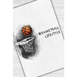 Basketbol Hayatı Renkli Halı Basketbol Sever Halısı Spor Severler Siyah Beyaz Halı 200x300 cm