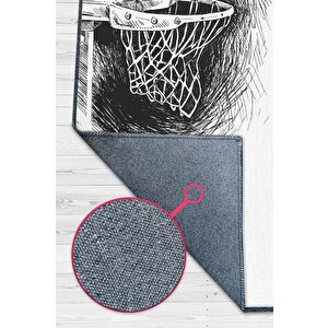 Basketbol Hayatı Renkli Halı Basketbol Sever Halısı Spor Severler Siyah Beyaz Halı 200x300 cm