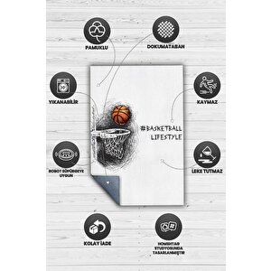 Homshtag Basketbol Hayatı Renkli Halı Basketbol Sever Halısı Spor Severler Siyah Beyaz Halı