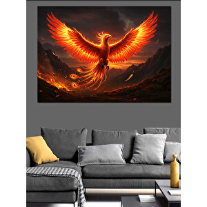 Alevler İçinde Anka Kuşu Dekoratif Kanvas - Mdf Ahşap Tablo