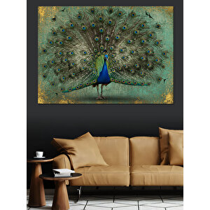 Tavus Kuşu Gösterisi Dekoratif Kanvas - Mdf Ahşap Tablo 100x140 cm
