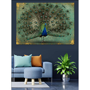 Tavus Kuşu Gösterisi Dekoratif Kanvas - Mdf Ahşap Tablo 100x140 cm