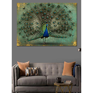 Tavus Kuşu Gösterisi Dekoratif Kanvas - Mdf Ahşap Tablo 100x140 cm