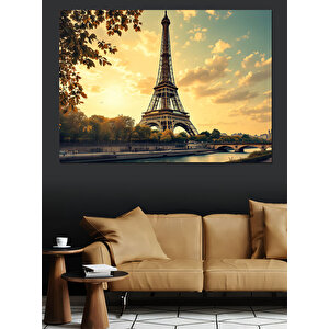 Eyfel Kulesi Altında Güneş Dekoratif Kanvas - Mdf Ahşap Tablo 50x70 cm