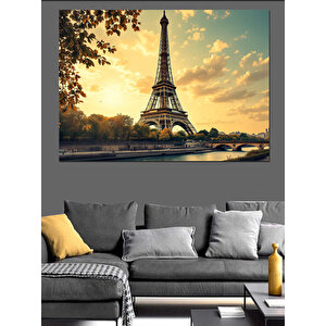 Eyfel Kulesi Altında Güneş Dekoratif Kanvas - Mdf Ahşap Tablo 70x100 cm