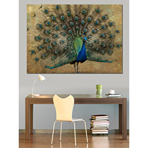 Gururlu Tavus Kuşu Portresi Dekoratif Kanvas - Mdf Ahşap Tablo 25x35 cm