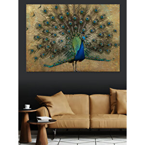 Gururlu Tavus Kuşu Portresi Dekoratif Kanvas - Mdf Ahşap Tablo