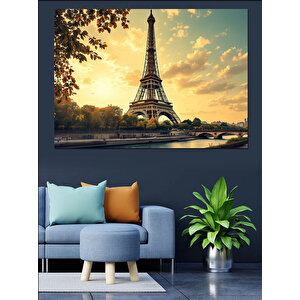 Eyfel Kulesi Altında Güneş Dekoratif Kanvas - Mdf Ahşap Tablo 25x35 cm