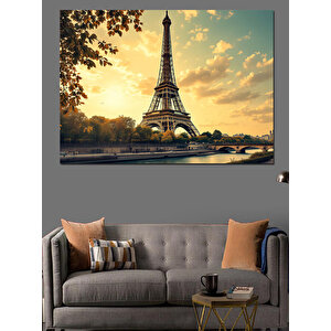 Eyfel Kulesi Altında Güneş Dekoratif Kanvas - Mdf Ahşap Tablo