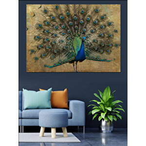 Gururlu Tavus Kuşu Portresi Dekoratif Kanvas - Mdf Ahşap Tablo 35x50 cm