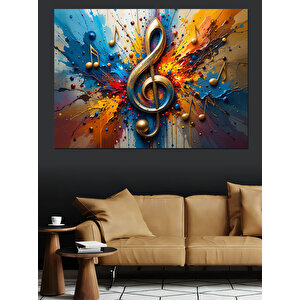 Müzik Patlaması Anahtarı Dekoratif Kanvas - Mdf Ahşap Tablo 25x35 cm