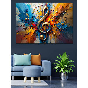 Müzik Patlaması Anahtarı Dekoratif Kanvas - Mdf Ahşap Tablo 25x35 cm